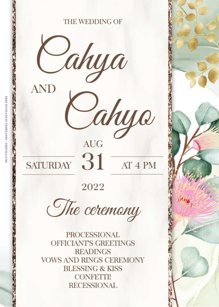 9+ Pretty Lake Floral Gold Wedding Invitation Templates Title