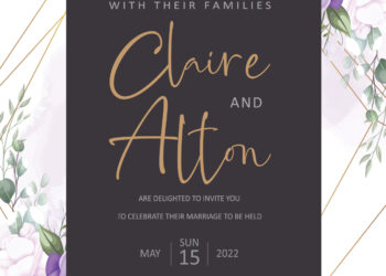 9+ Purple Roses Floral Gold Wedding Invitation Templates Title