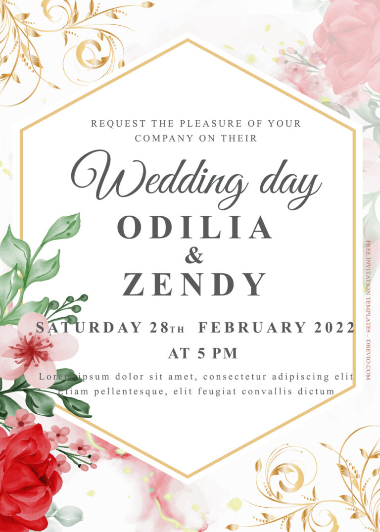 9+ Roses On Top Gold Floral Wedding Invitation Templates Title