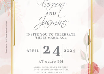 9+ Simple Red Floral Gold Wedding Invitation Templates Title