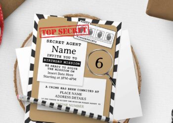 Free Editable Awesome Secret Agent Boys Birthday Invitation Templates