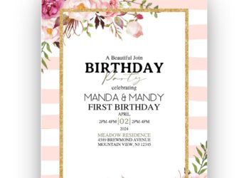 (Free Editable PDF) Gorgeous Minimalist Floral Invitation Templates with blush rose