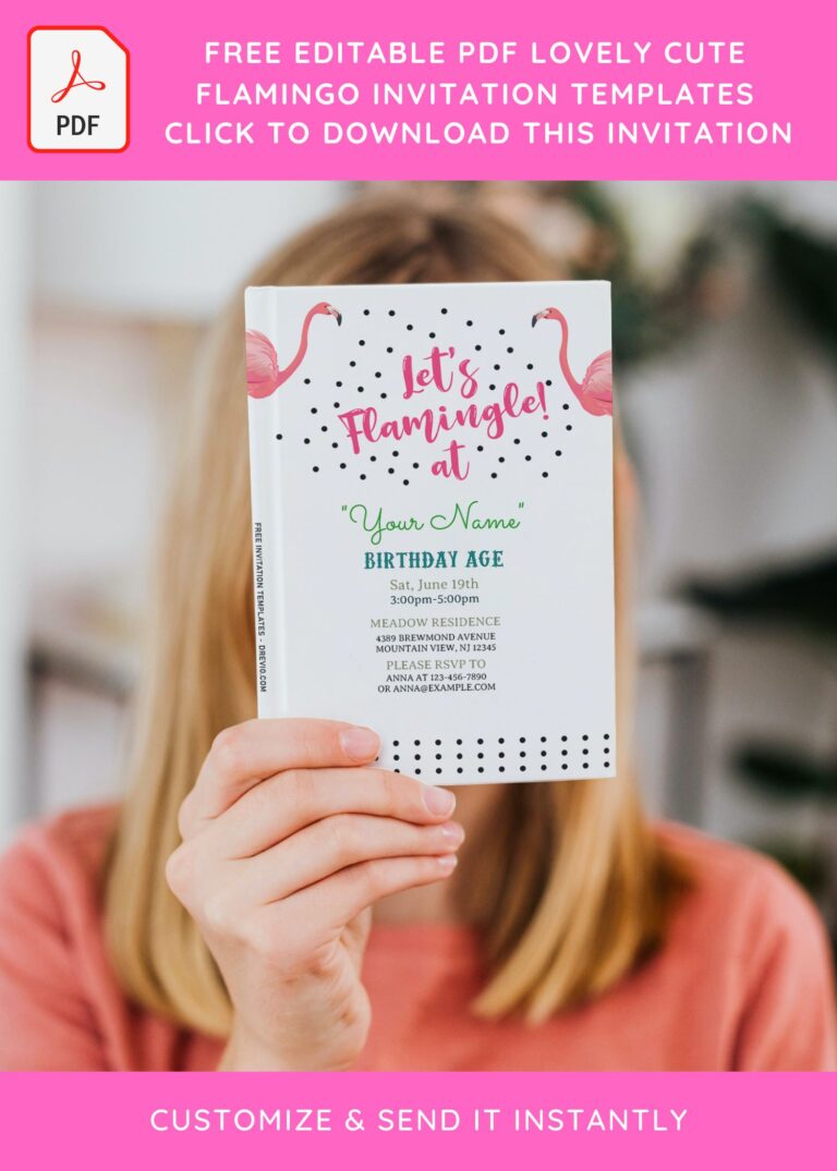 (Free Editable PDF) Adorable Flamingo Flamingle Birthday Invitation Templates with pink flamingo