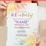 (Free Editable PDF) Colorful Tie Dye Art Party Invitation Templates