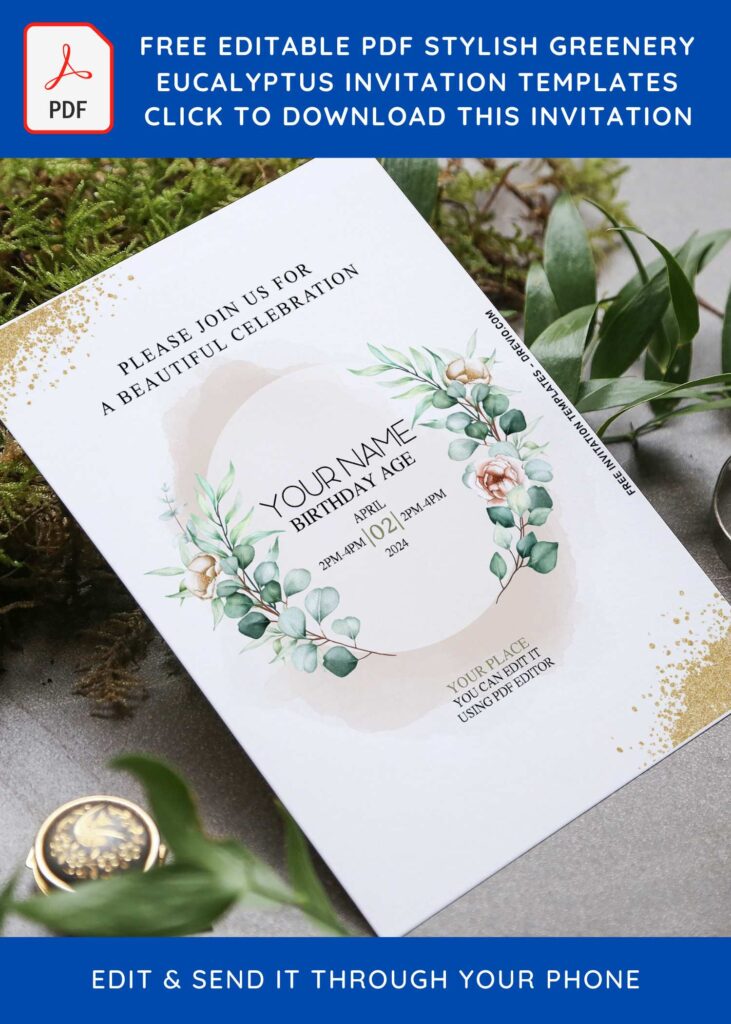 Free Editable PDF Aesthetic Greenery Eucalyptus Wedding Invitation Templates