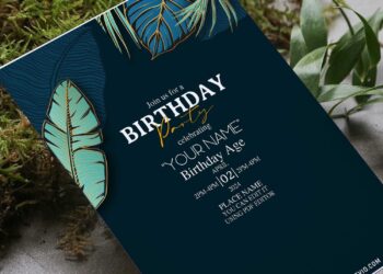 (Free Editable PDF) Luxury Gold Palm And Banana Leaves Invitation Templates