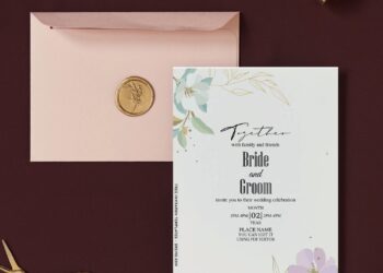 (Free Editable PDF) Blissful Romantic Floral Invitation Templates with blush pink floral