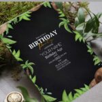 (Free Editable PDF) Cute Chalkboard Greenery Birthday Invitation Templates