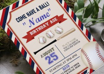 (Free Editable PDF) Awesome Baseball Boys Birthday Invitation Templates