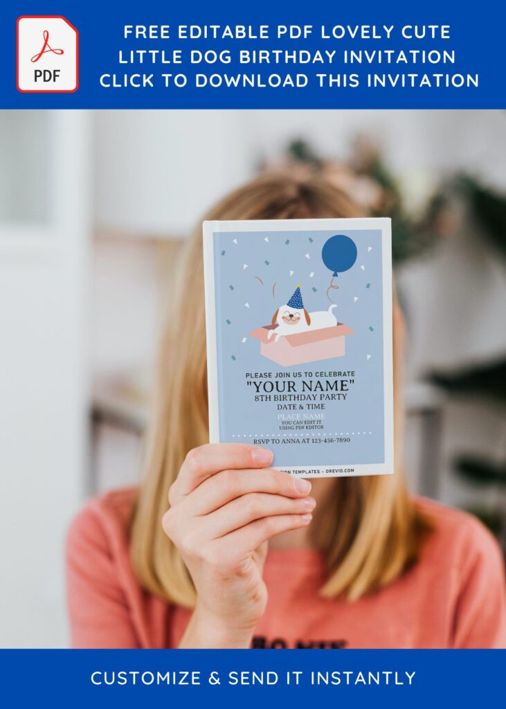 Free Editable PDF Cute Dog Birthday Invitatioin Templates