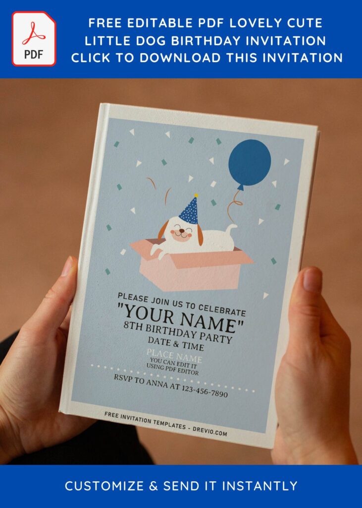 Free Editable PDF Cute Little Dog Birthday Invitatioin Templates