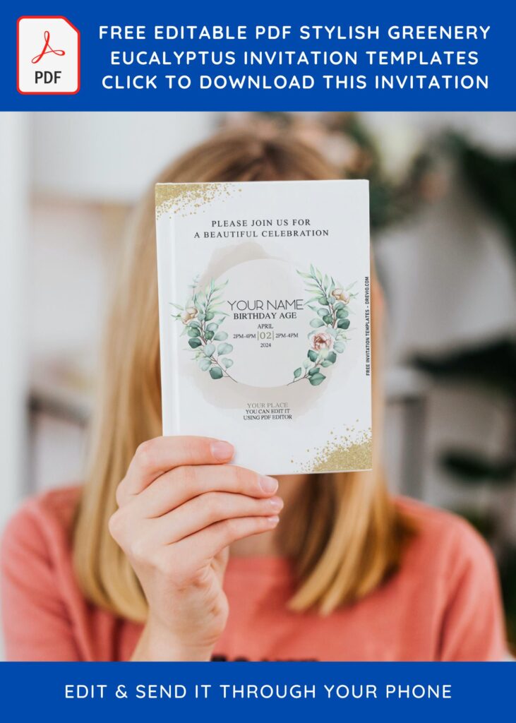 Free Editable PDF Greenery Eucalyptus Wedding Invitation Templates