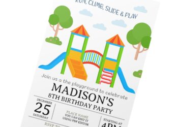 (Free Editable PDF) Adorable Kids Playground Picnic Invitation Templates