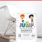 (Free Editable PDF) Jumping Kids Birthday Invitation Templates
