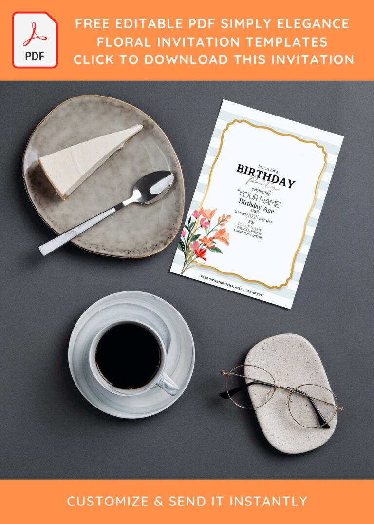 (Free Editable PDF) Simply Elegance Floral Invitation Templates