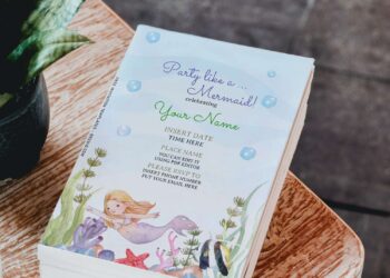 (Free Editable PDF) Cute Party Like A Mermaid Kids Birthday Invitation Templates with sea coral
