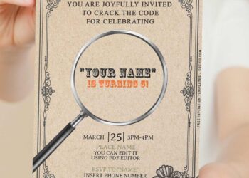 (Free Editable PDF) Vintage Mystery Birthday Invitation Templates
