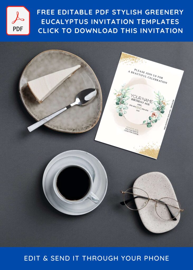 Free Editable PDF Stunning Greenery Eucalyptus Wedding Invitation Templates