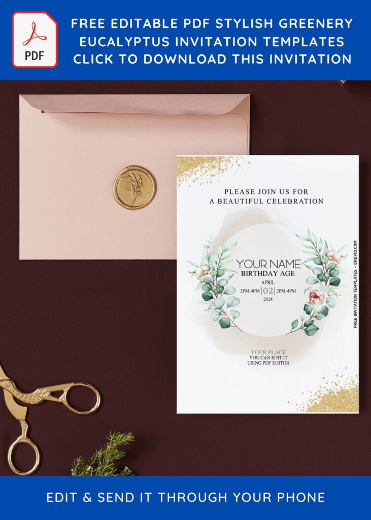 Free Editable PDF Stylish Greenery Eucalyptus Wedding Invitation Templates