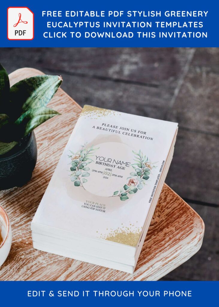 Free Editable PDF Trending Greenery Eucalyptus Wedding Invitation Templates