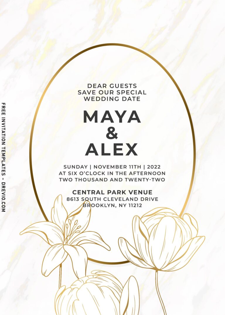 8+ Gleaming Gold Floral Marble Wedding & Birthday Invitation Templates
