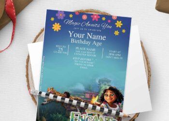 (Free Editable PDF) Disney Encanto Themed Birthday Invitation Templates with colorful petals