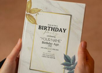 7 Free Editable PDF Marble Gold Foliage Birthday Invitation Templates