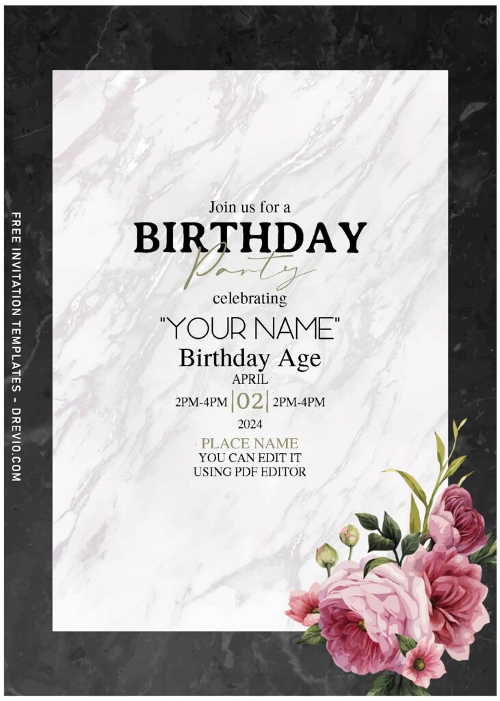 Elegant Marble Floral A