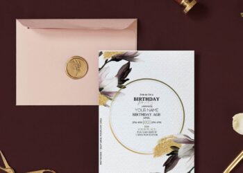 Free Editable PDF Aesthetic Magnolia Blooms Modern Birthday Invitation Templates