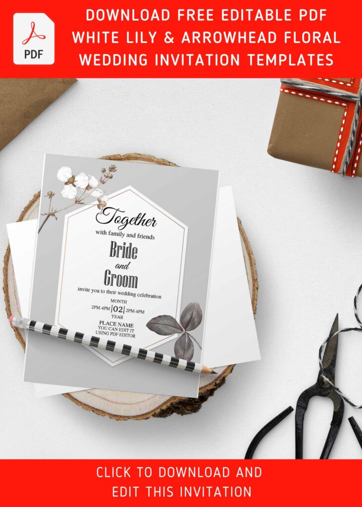 (Free Editable PDF) Brilliant Lily And Arrowhead Fall Birthday Invitation Templates with greenery leaves