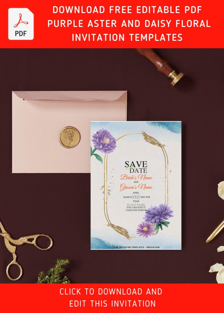 Free Editable PDF Beautiful Purple Floral Wedding Invitation Templates e