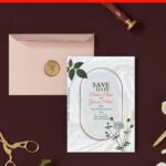 (Free Editable PDF) Bespoke Watercolor Floral & Marble Wedding Invitation Templates