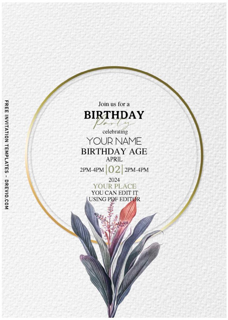Free Editable PDF Delicate Modern Gold Watercolor Floral Frame Save The Date Invitation Templates E