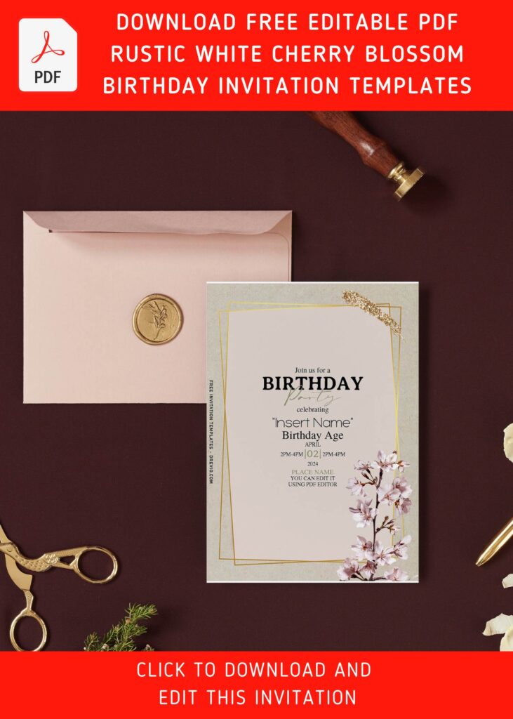 Free Editable PDF Enchanted Japanese Sakura Birthday Invitation Templates E