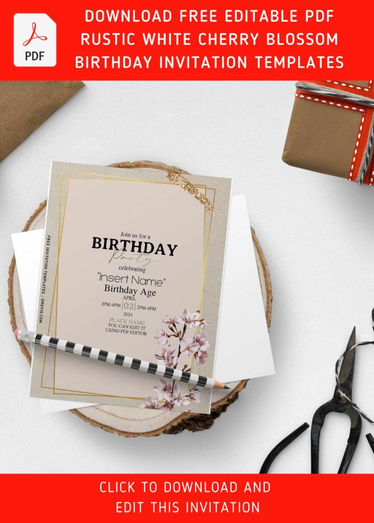 Free Editable PDF Enchanting Japanese Sakura Birthday Invitation Templates E