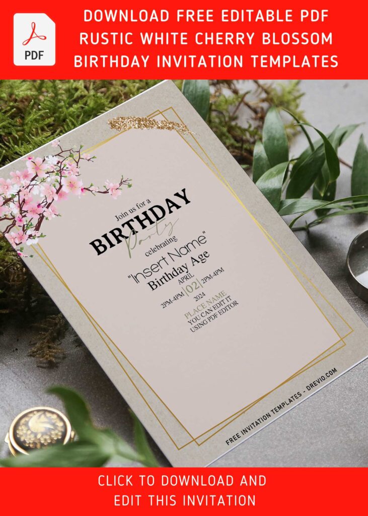 Free Editable PDF Japanese Sakura Birthday Invitation Templates E