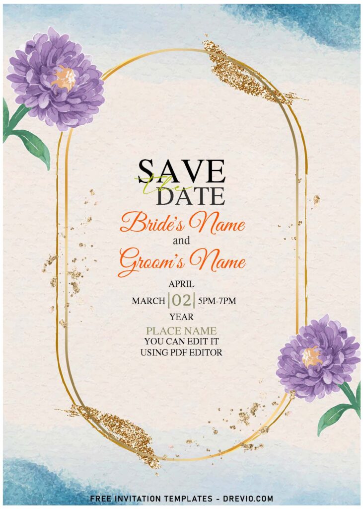 Free Editable PDF Romantic Purple Floral Wedding Invitation Templates e