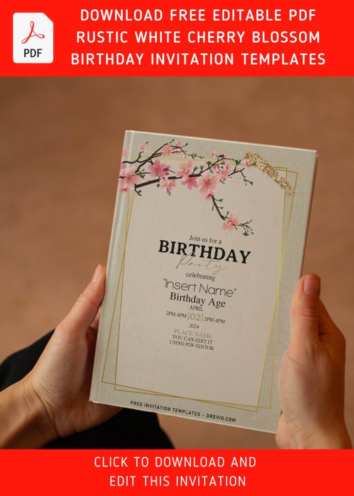 Free Editable PDF Stunning Japanese Sakura Birthday Invitation TemplatesE