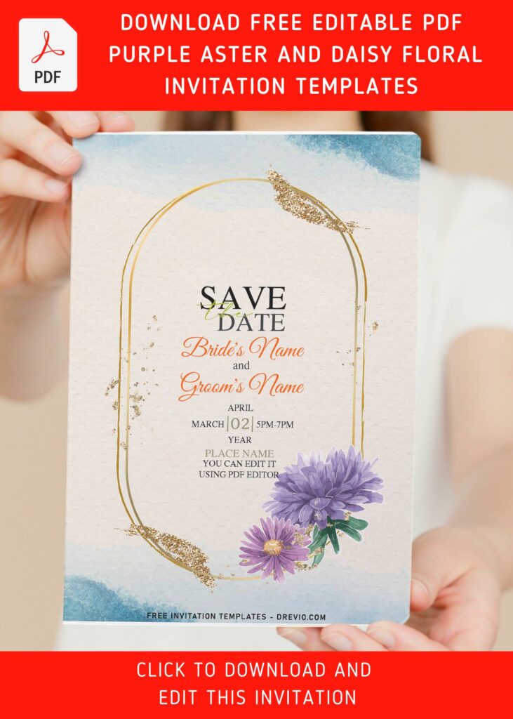 Free Editable PDF Watercolor Purple Floral Wedding Invitation Templates e