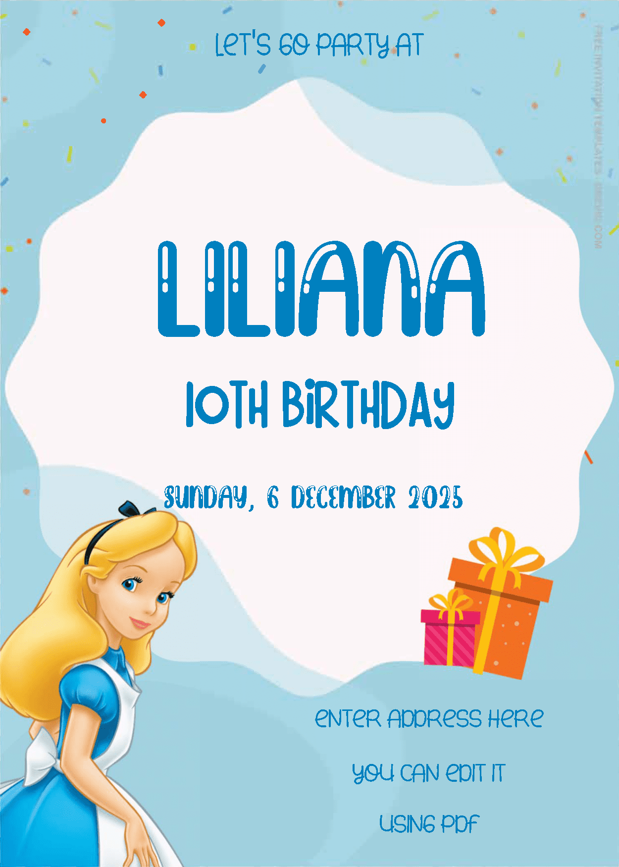 Alice In Wonderland Birthday Invitation Templates One