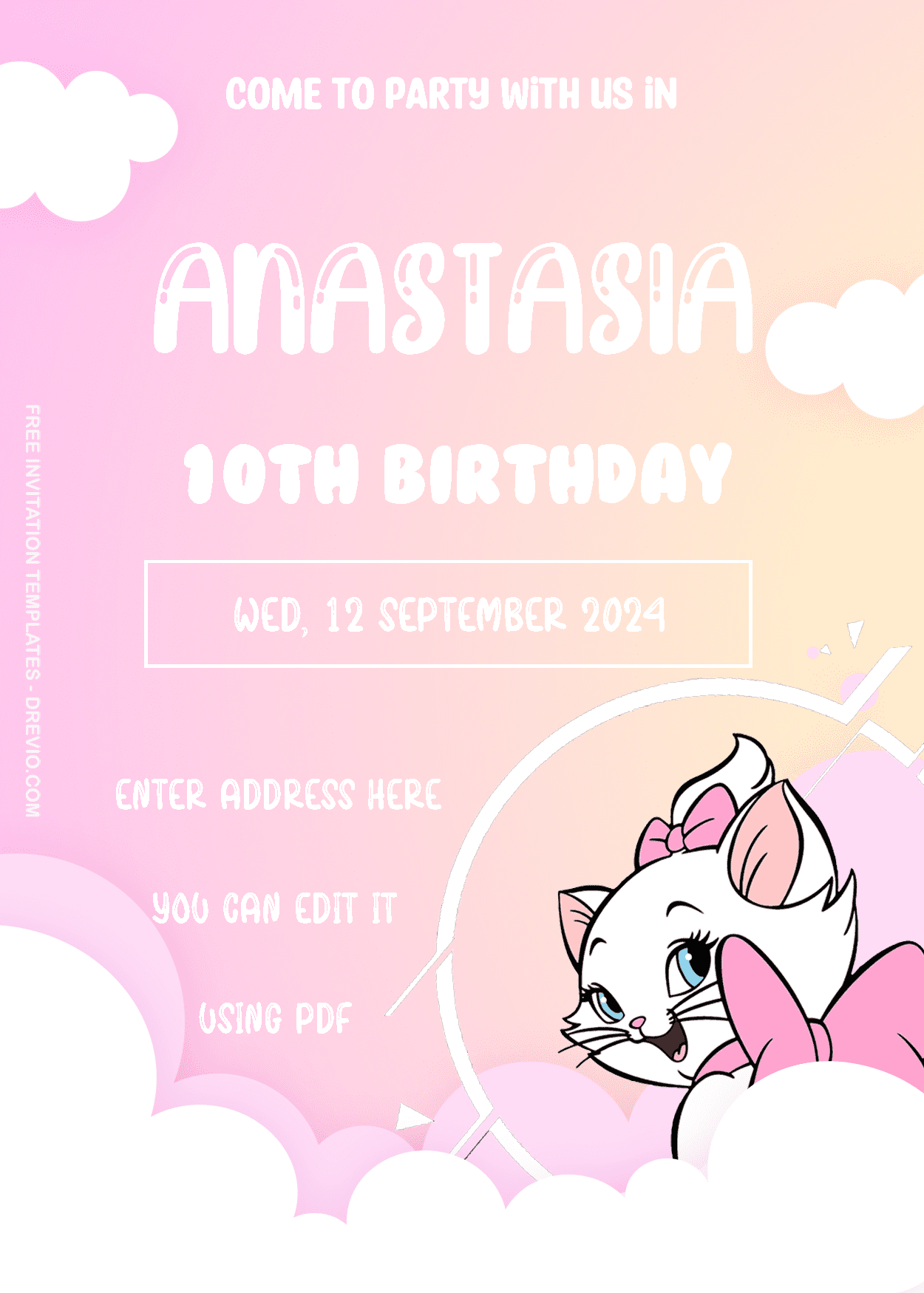 The Aristocats Birthday Invitation Templates One