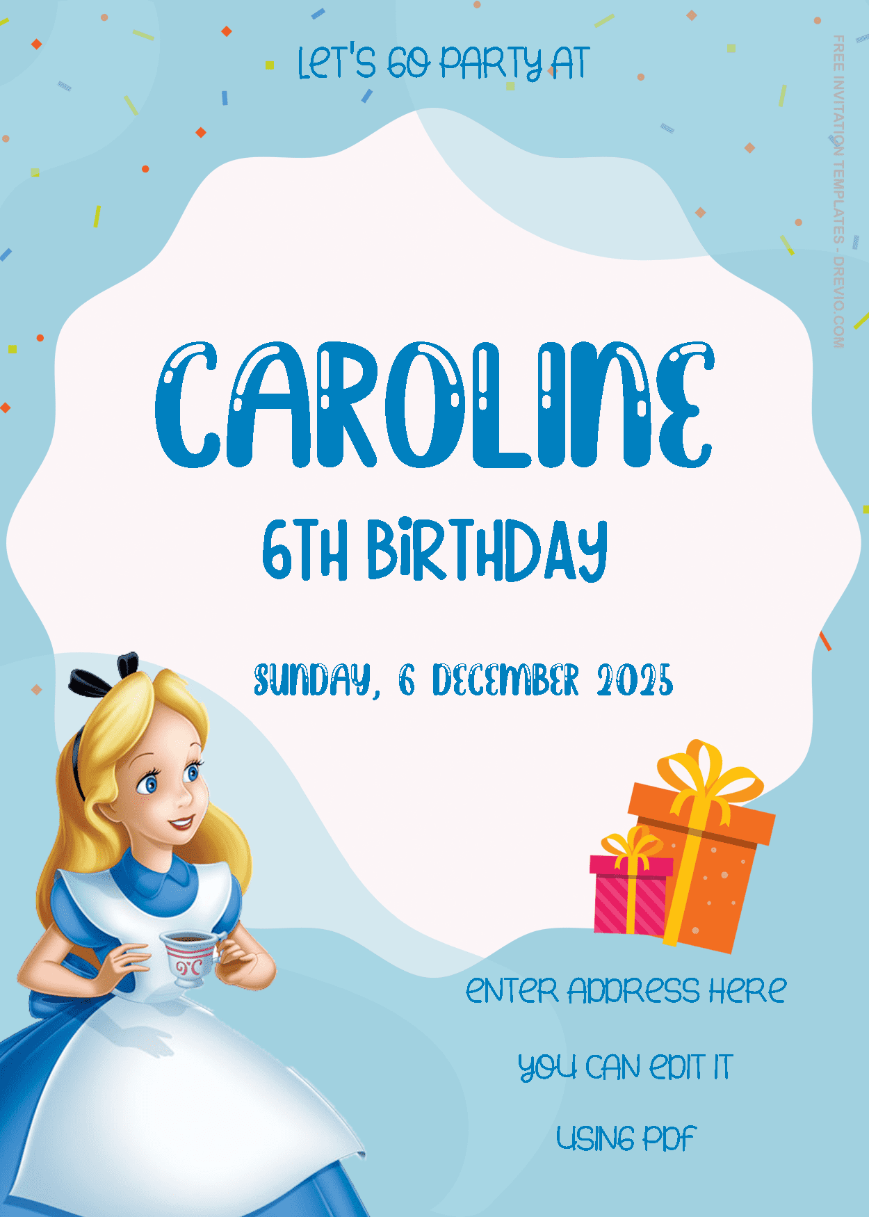 Alice In Wonderland Birthday Invitation Templates Three
