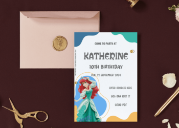 Princess Ariel Birthday Invitation Templates Example One