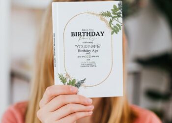 (Free Editable PDF) Summer Garden Greenery Birthday Invitation Templates with watercolor leaves