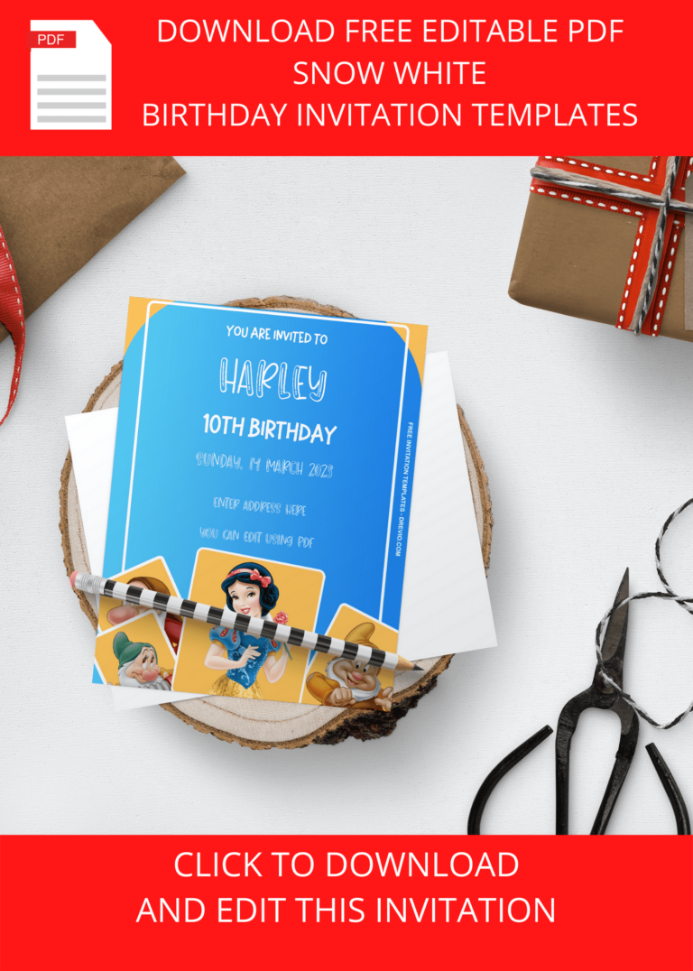 Snow White Birthday Invitation Templates Example Two