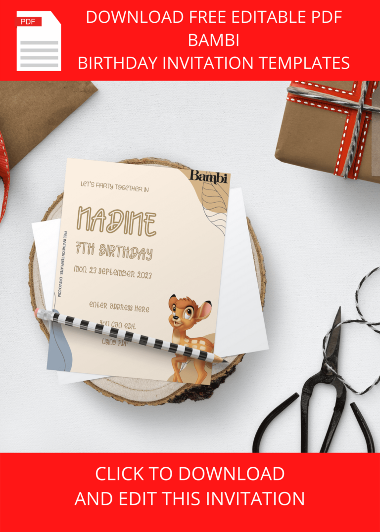Bambi Birthday Invitation Templates Example Two