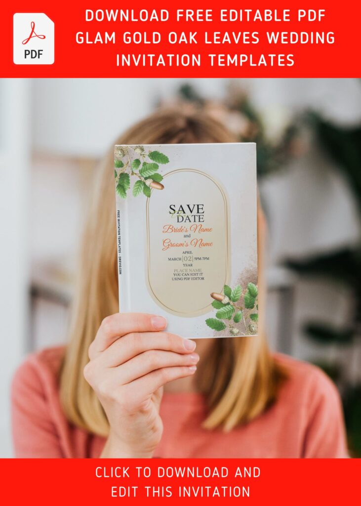 Free Editable PDF Aesthetic Gold Oak Leaves Invitation Templates