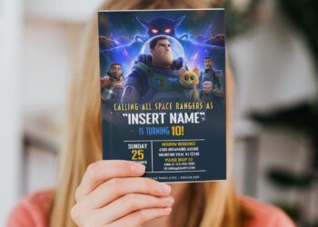 (Free Editable PDF) Intergalactic Space Buzz Lightyear Birthday Party Invitation Templates