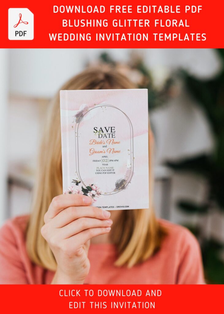 Free Editable PDF Blushing Glitter Watercolor Floral Invitation Templates