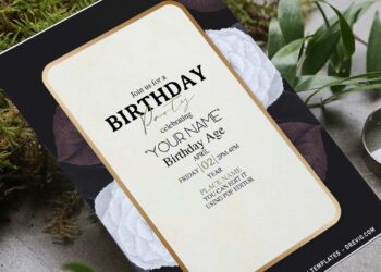 (Free Editable PDF) Beautiful Moody Dandelion Flower Invitation Templates with beautiful watercolor Dandelion and white rose